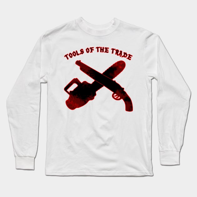 Tools of the Trade Shotgun Chainsaw Doom Gaming FPS Long Sleeve T-Shirt by melisssne